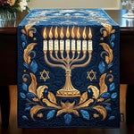 Quilted Table Runner - Illuminated Menorah – table runner | Atelier Tan Singapore