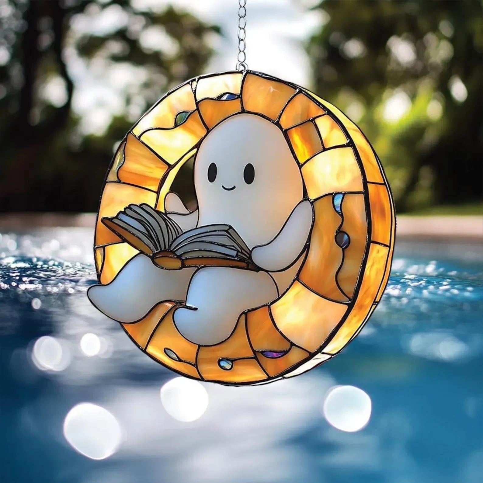 Ghost Reading Book Dreamcatcher Hanging Decoration