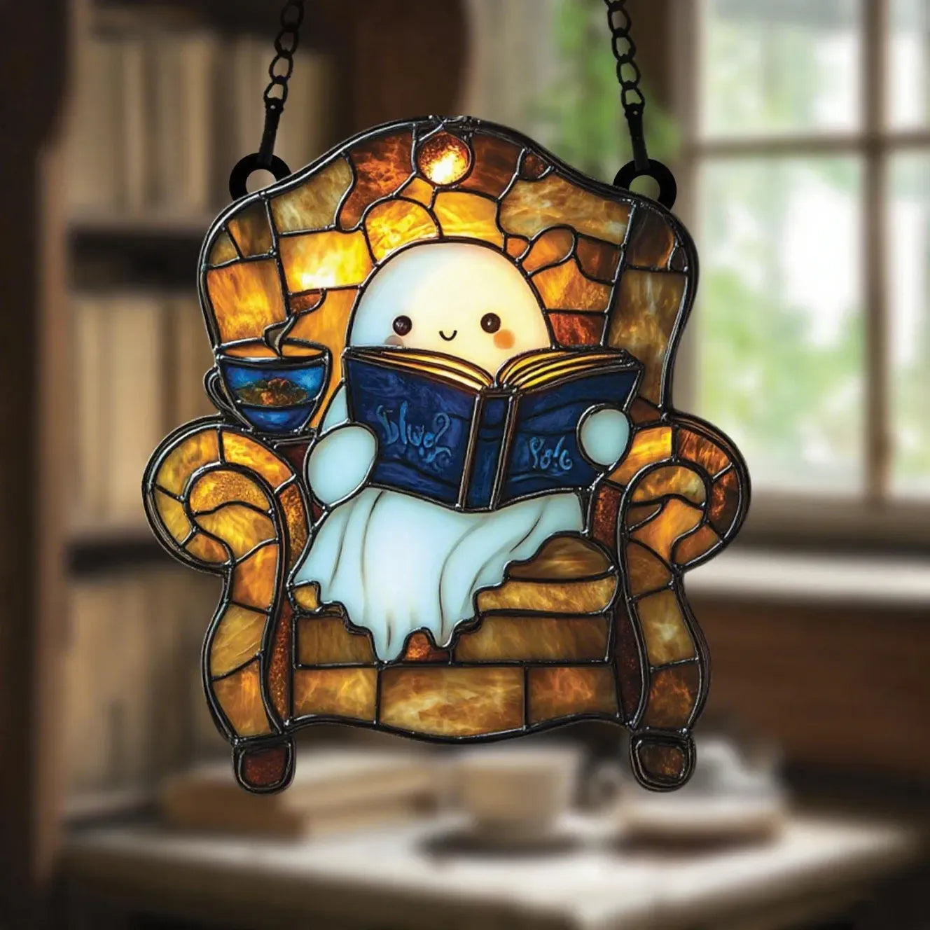 Ghost Reading Book Dreamcatcher Hanging Decoration