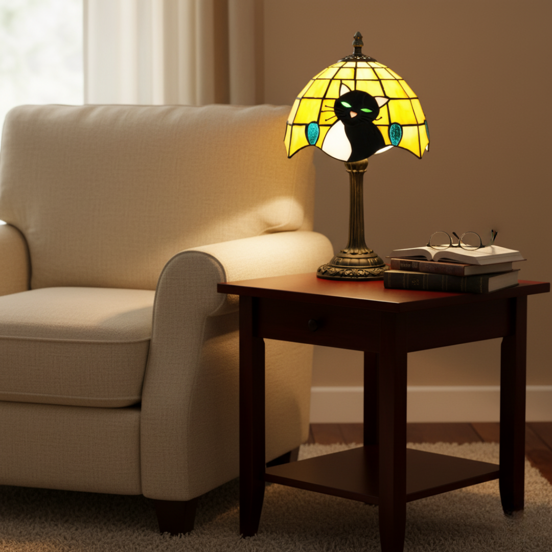 Royal Baroque Table Lamp with Black Cat – table lamp | Atelier Tan Singapore