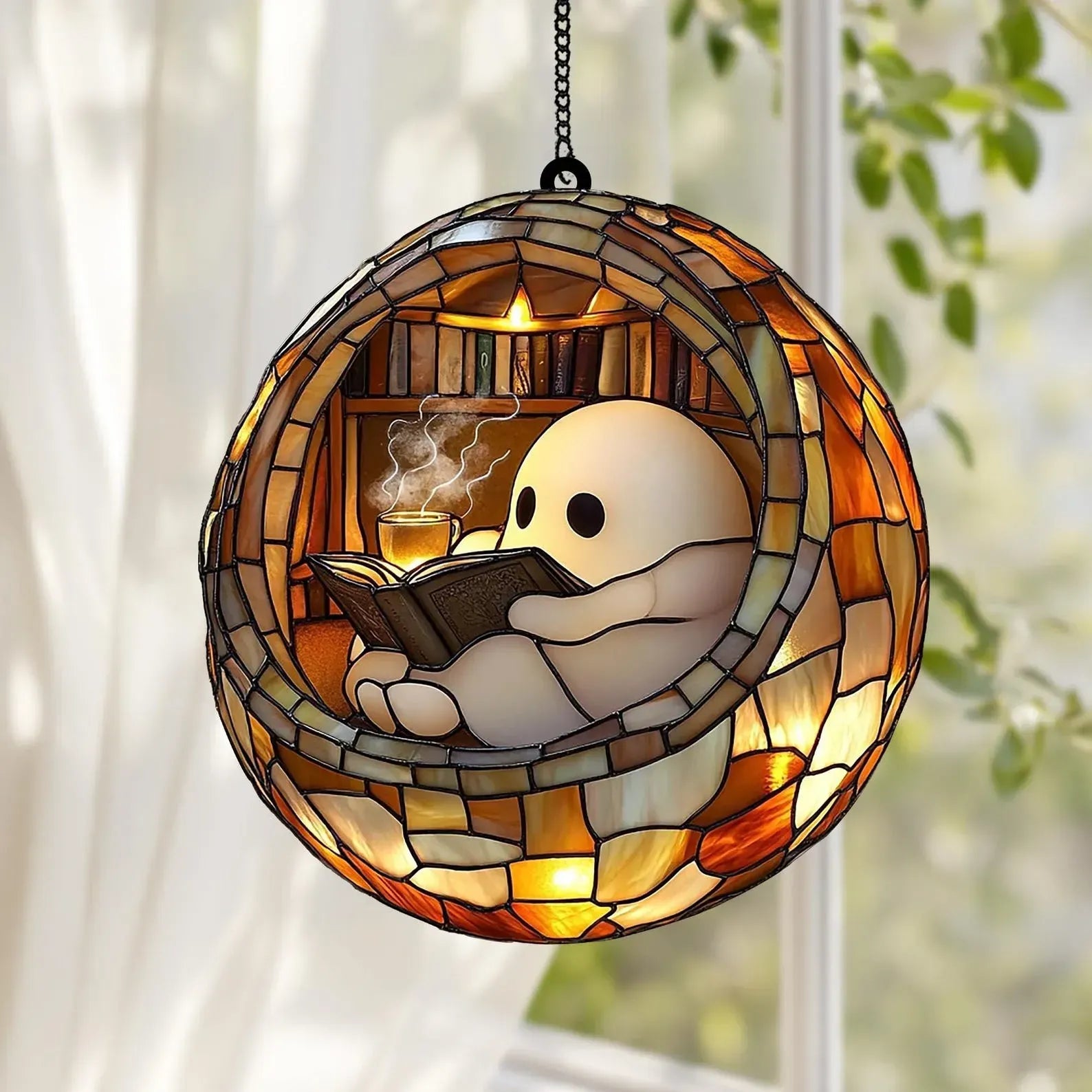 Ghost Reading Book Dreamcatcher Hanging Decoration