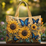Handcrafted Sunflower and Blue Butterfly Bag – tote bag | Atelier Tan Singapore