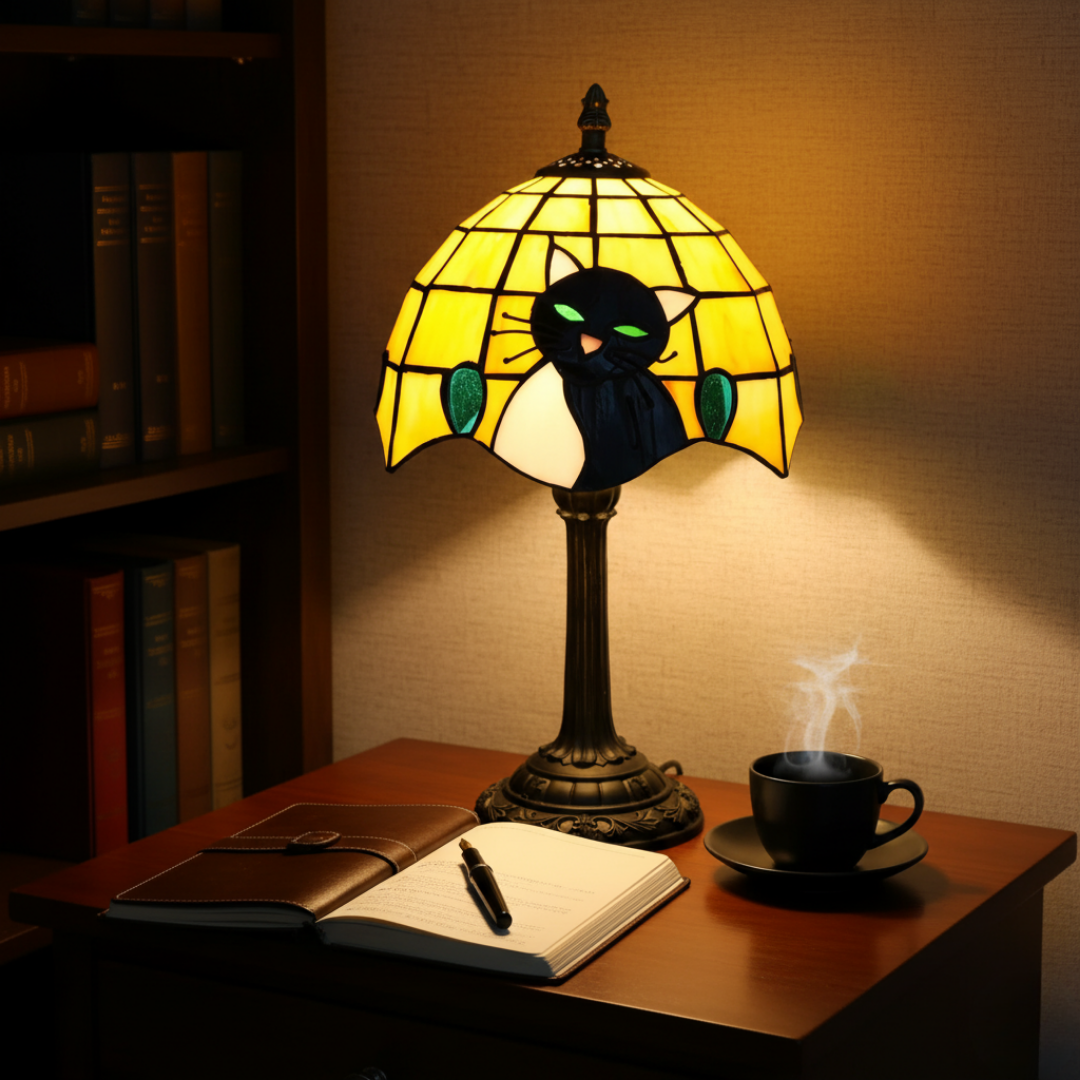 Royal Baroque Table Lamp with Black Cat – table lamp | Atelier Tan Singapore