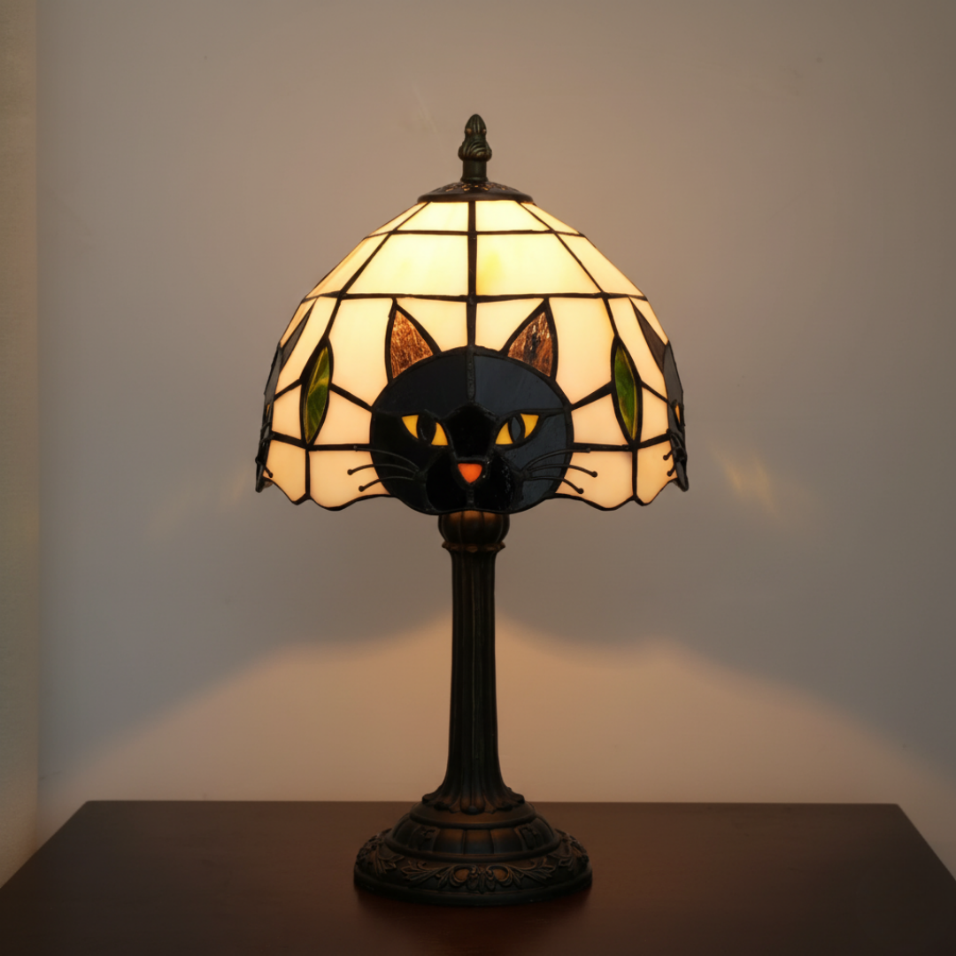 Retro Baroque Table Lamp with Black Cat – table lamp | Atelier Tan Singapore