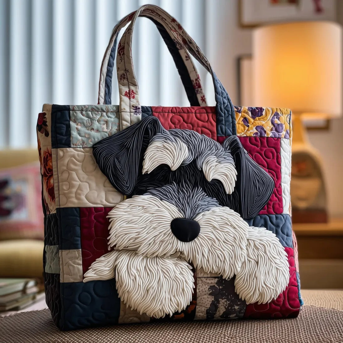 Handmade Shopping Bag with Schnauzer – tote bag | Atelier Tan Singapore