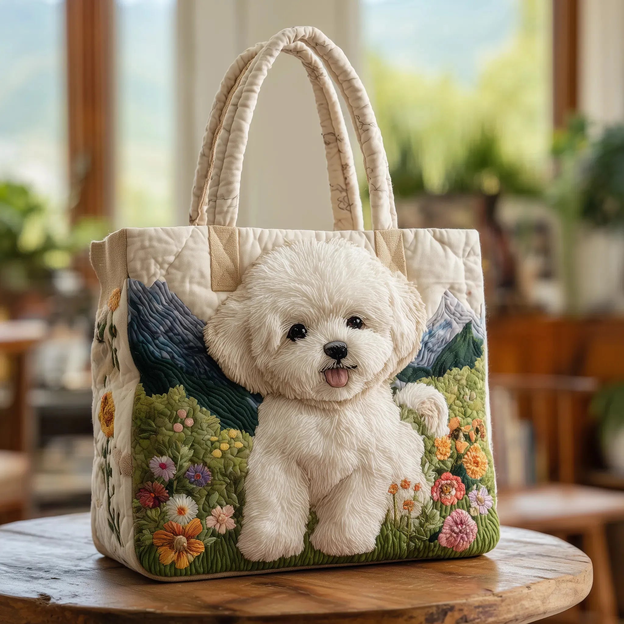 Handmade Quilted Bag with Dog Motif – tote bag | Atelier Tan Singapore