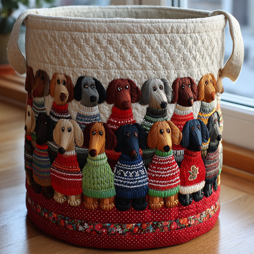 Dachshund Parade | Handcrafted Laundry Basket – laundry basket | Atelier Tan Singapore