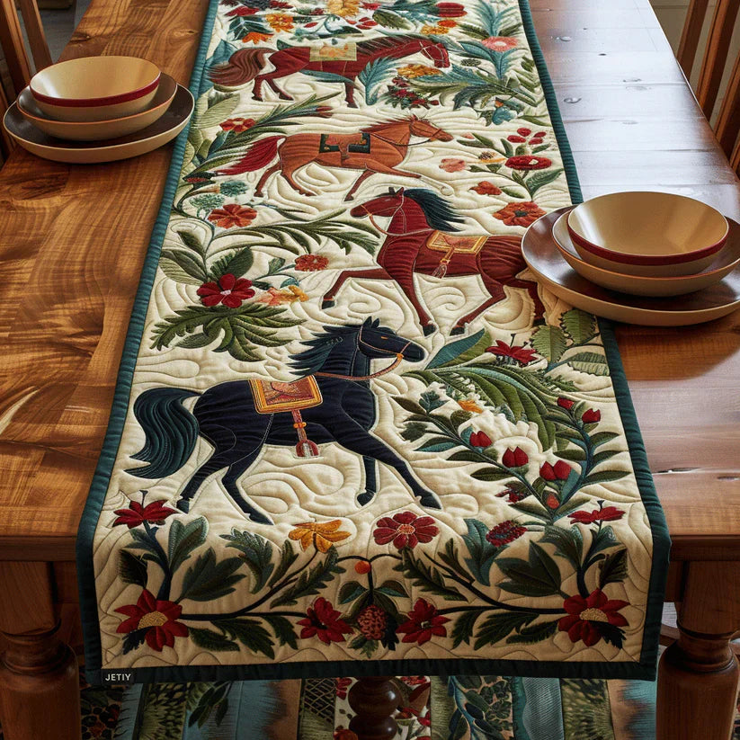 Quilted Table Runner - Equestrian Art – table runner | Atelier Tan Singapore