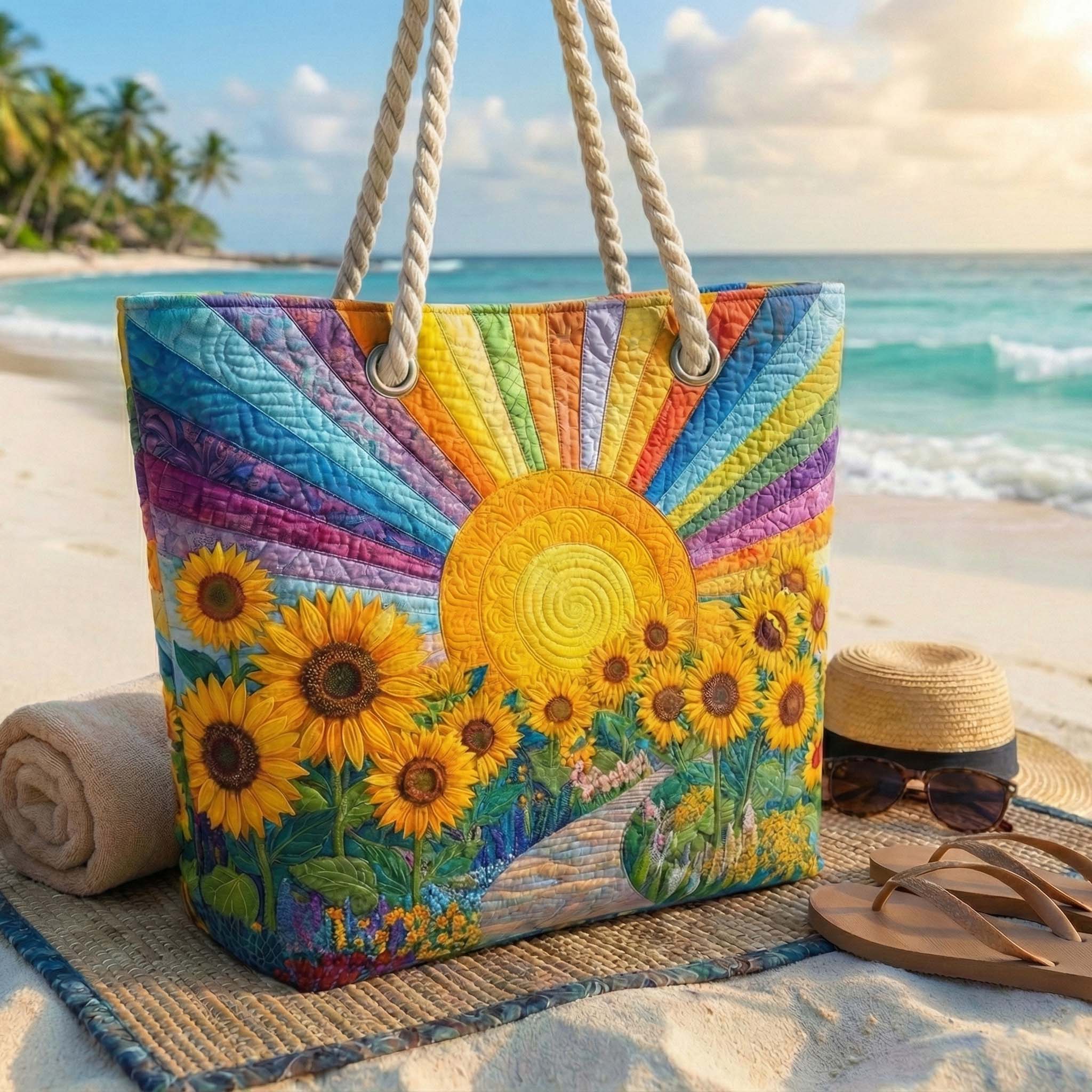 Handmade Beach Bag | Rainbow Sun – beach bag | Atelier Tan Singapore