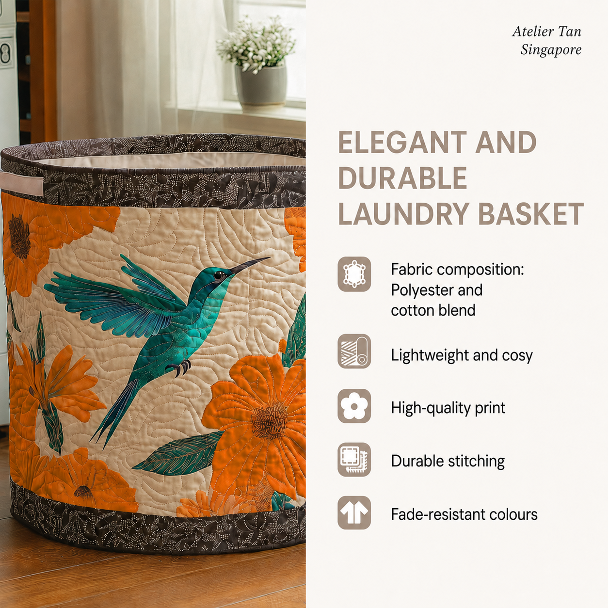 Handmade Laundry Basket | Spring Meadow – laundry basket | Atelier Tan Singapore